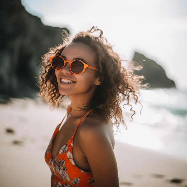 Portret van een jong mooi meisje op het strand