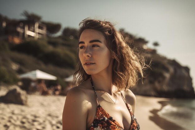 Portret van een jong mooi meisje op het strand