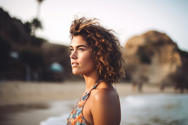 Portret van een jong mooi meisje op het strand