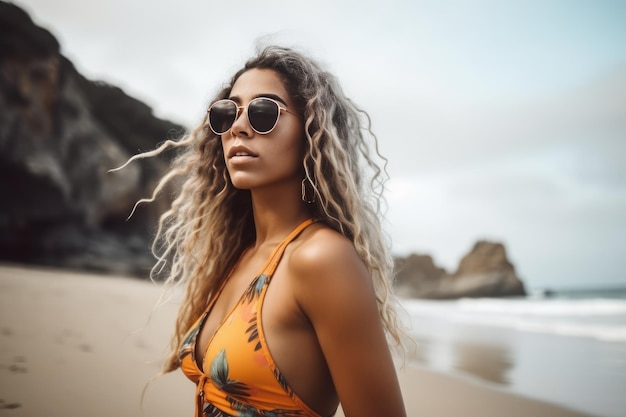 Portret van een jong mooi meisje op het strand