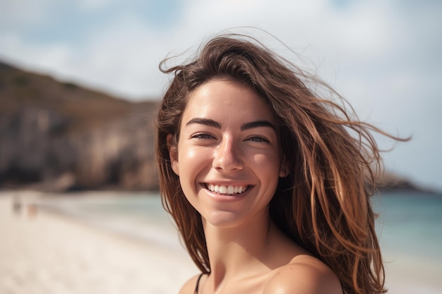 Portret van een jong mooi meisje op het strand