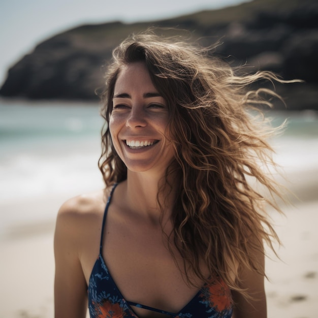 Portret van een jong mooi meisje op het strand