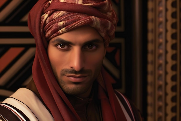 Foto portret van een jonge arabische man in traditionele kleding