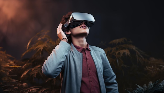 Portret van een jonge man met een virtual reality-bril