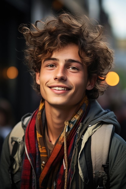 Portret van een jonge man op straat op de achtergrond het beeld toont een lgbtq persoon zelfliefde