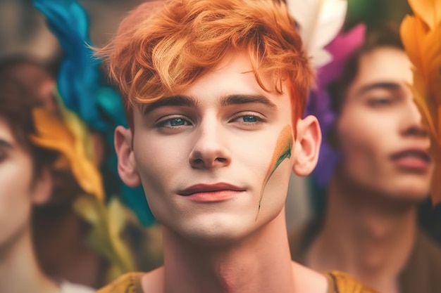 Portret van een jonge man Viering van gay pride Generatieve AI