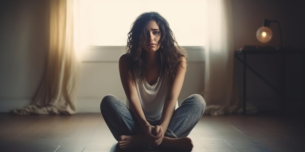 Foto portret van een jonge vrouw in verlatenheid