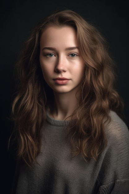 Portret van een jonge vrouw in vrijetijdskleding