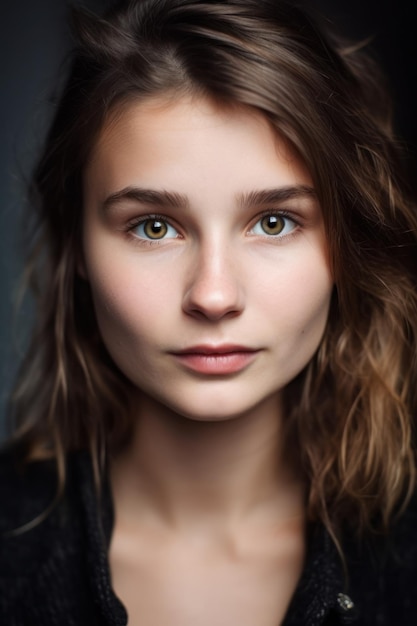 Foto portret van een jonge vrouw met bruine ogen