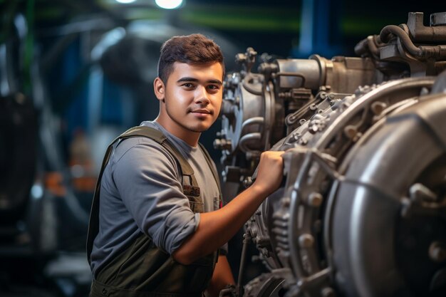 Portret van een jonge Zuid-Spaanse ingenieur aan het werk Generatief door Ai