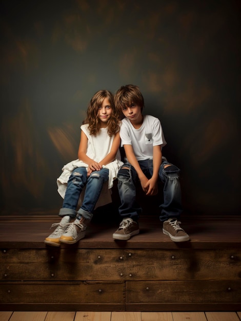 Portret van een jongen en een meisje die broers of zussen of romantische partners kunnen zijn