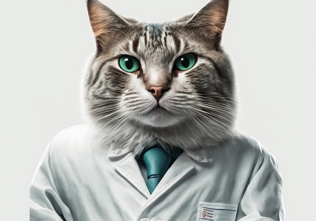 Portret van een kat in een doktersuniform