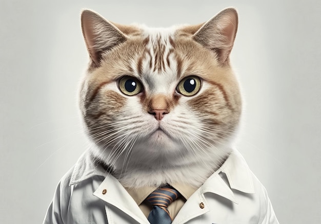 Portret van een kat in een doktersuniform