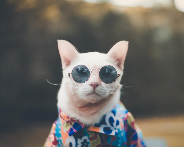 Portret van een kat met een zonnebril