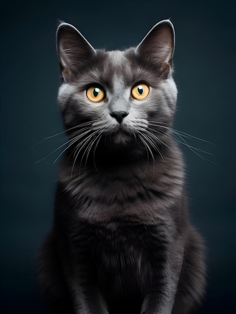 Portret van een kat op zwarte achtergrond