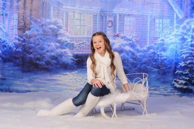Portret van een kind voor Kerstmis