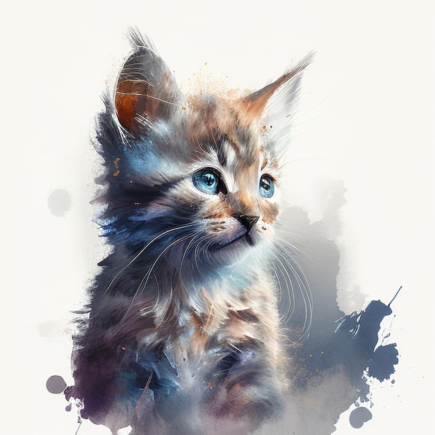 Portret van een kitten op een lichte achtergrond Het concept van een aquarel foto Gegenereerde ai