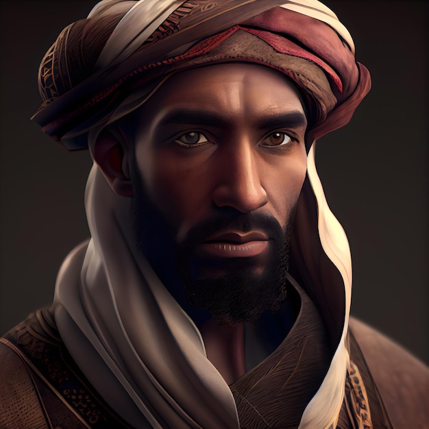 Portret van een knappe arabische man met tulband