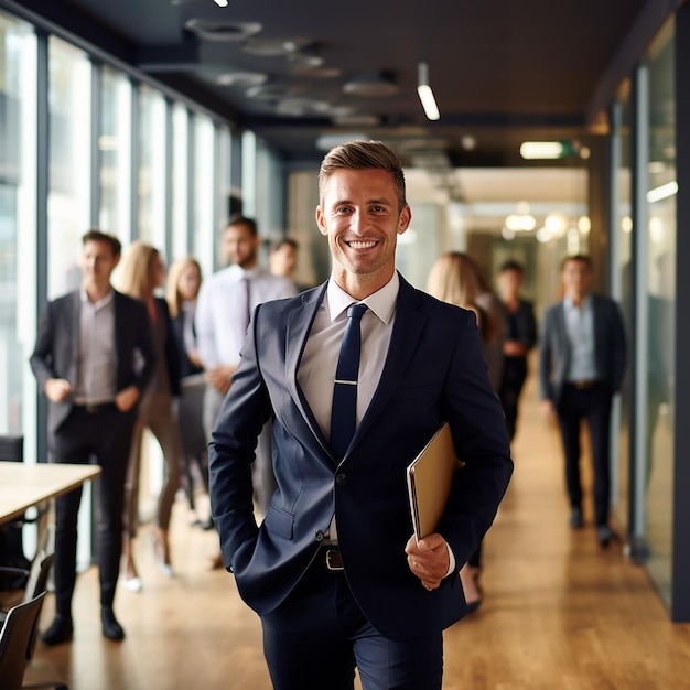 Portret van een knappe CEO glimlachen