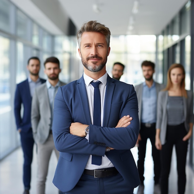 Portret van een knappe CEO glimlachen