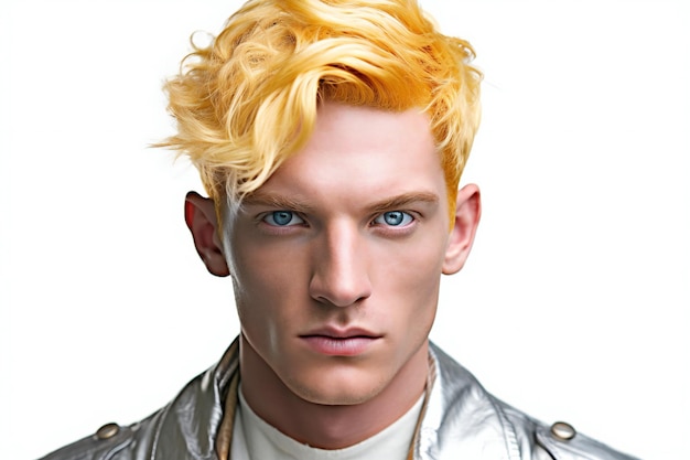 Portret van een knappe jonge man met blond haar en blauwe ogen