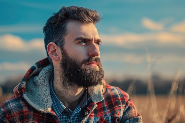 Portret van een knappe man in de open lucht