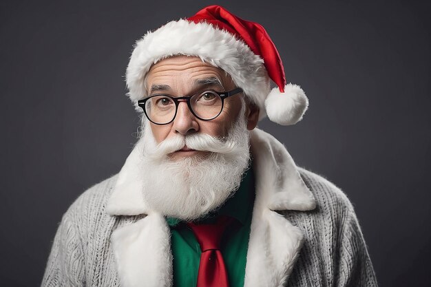 Portret van een knappe oude kerstman hipster