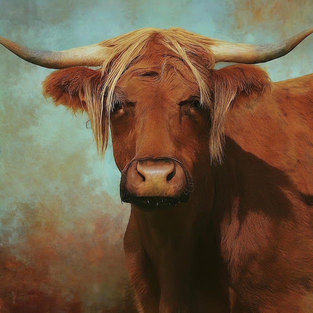 portret van een koe op een houten achtergrond