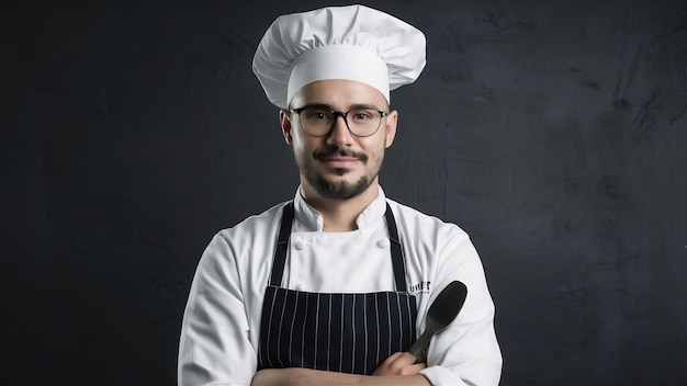 Portret van een kok met een spatula