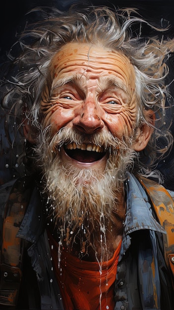 Portret van een lachende oudere man Generatieve AI
