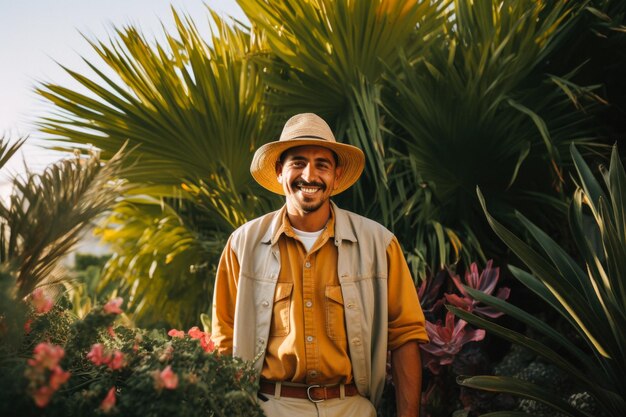 portret van een Latijnse Spaanse tuinman