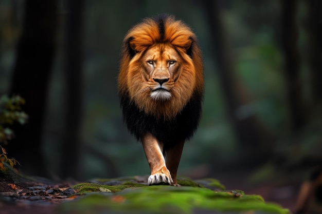 portret van een leeuw die rechtop loopt