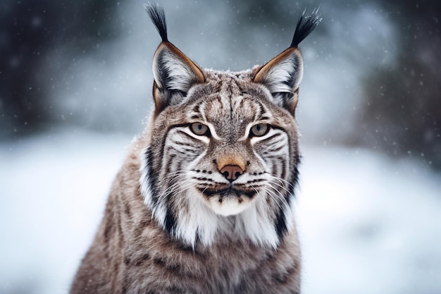 Portret van een lynxdier in de winter in het wild