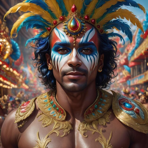 Portret van een man die carnaval viert