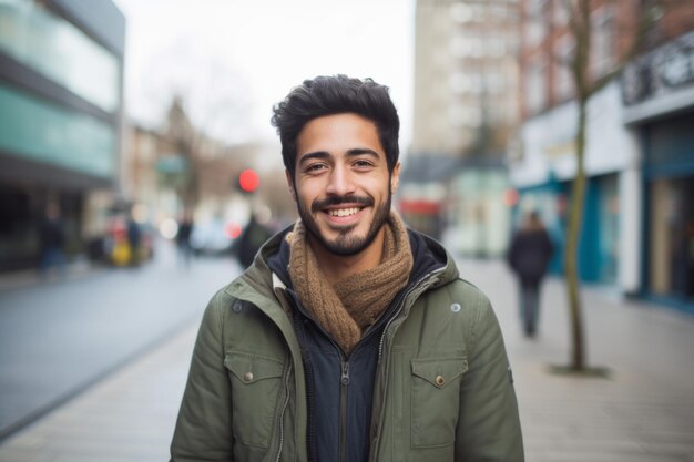 Portret van een man die lacht in de stad