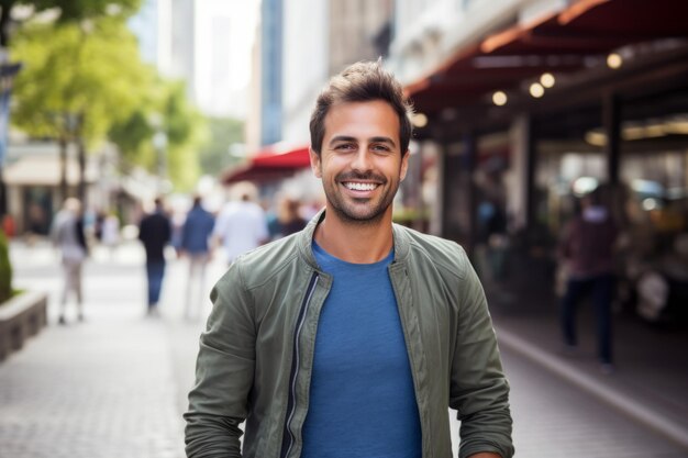 Portret van een man die lacht in de stad