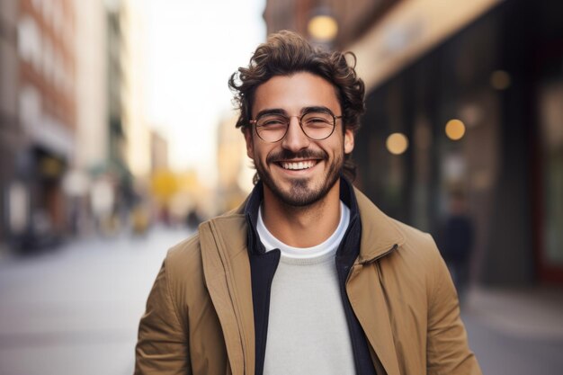 Portret van een man die lacht in de stad