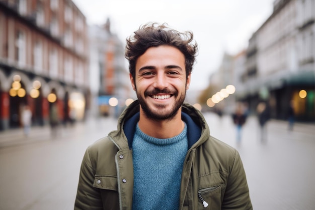 Portret van een man die lacht in de stad