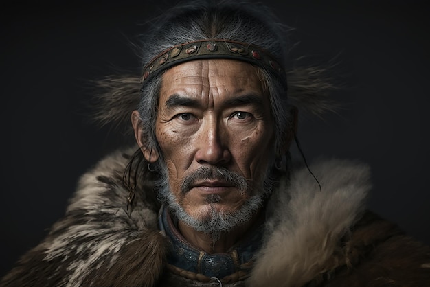 Portret van een man van de Nenets-stam in Siberië Ai gegenereerde kunst