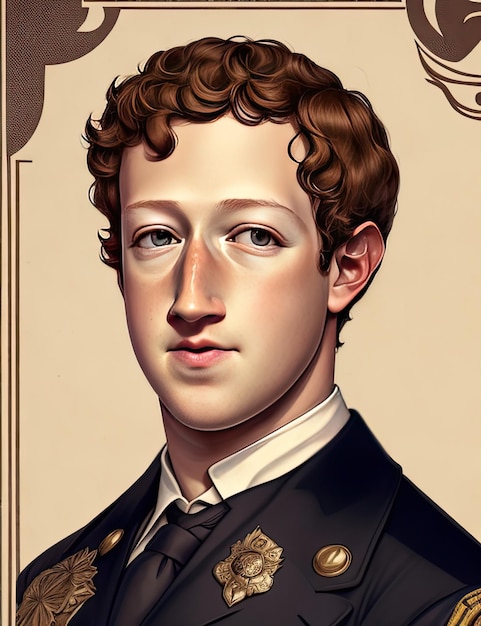 Portret van een Mark Zuckerberg in een klassieke stijl