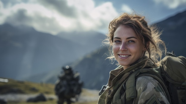 Portret van een militaire vrouw