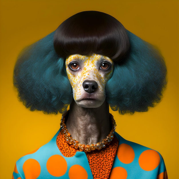 Portret van een modieuze hond illustartion trendy en grappige artxA