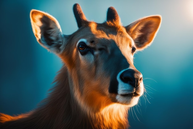 portret van een mooi hert in het bos portret van een mooie hert in het woud