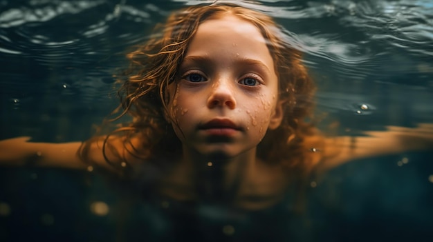 portret van een mooi kind met een vlinder op haar gezicht het concept van de natuur kindertijd en verbeelding Generatieve AI AI gegenereerd