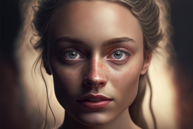 Portret van een mooi meisje, fotorealistische illustratie