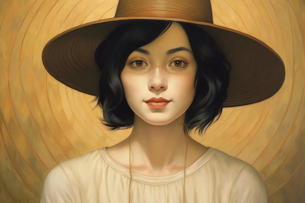 Portret van een mooi meisje in een hoed in retro stijl