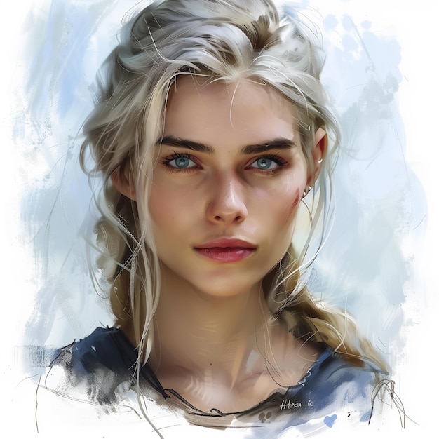 Portret van een mooi meisje met blond haar en blauwe ogen