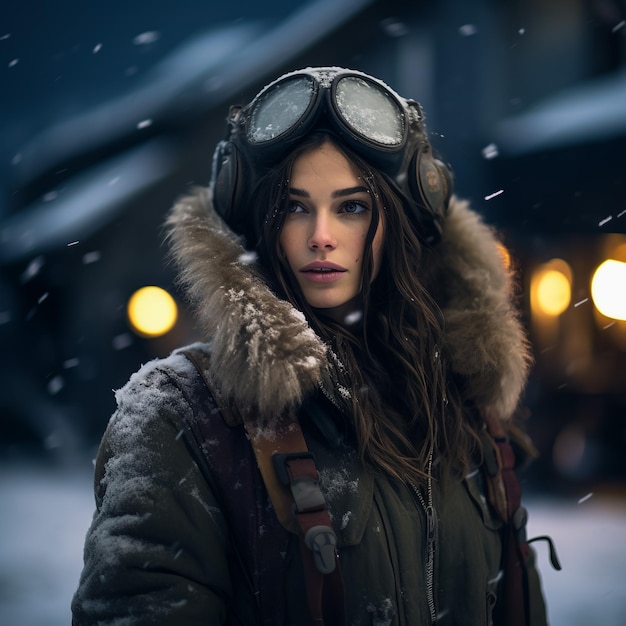 Portret van een mooi meisje op een winterlandschap