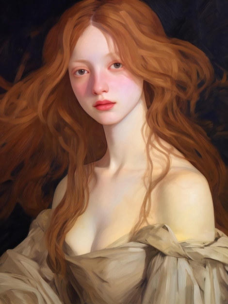 Portret van een mooi roodharig meisje met lang haar