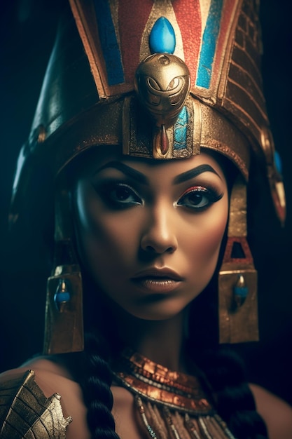 Portret van een mooie Egyptische vrouw met gouden sieraden Luxe mode